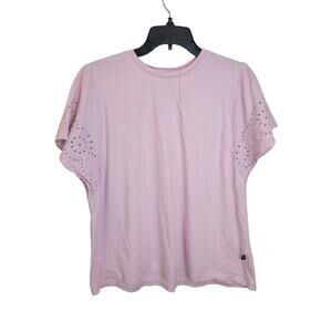 Gap Eyelet Top Pink y2k 90s Relaxed Fit flutter Sleeve Casual Women's Size 2XL‎